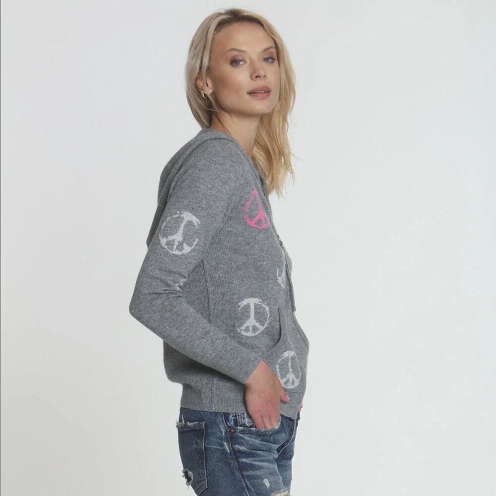 LABEL+THREAD Cashmere Wool Peace Out Zip Up Hoodie | Size Small - Picture 2 of 8